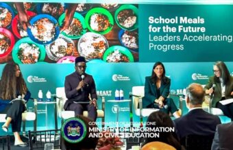 Chernor Bah speaking at a school meals and food systems event in New York