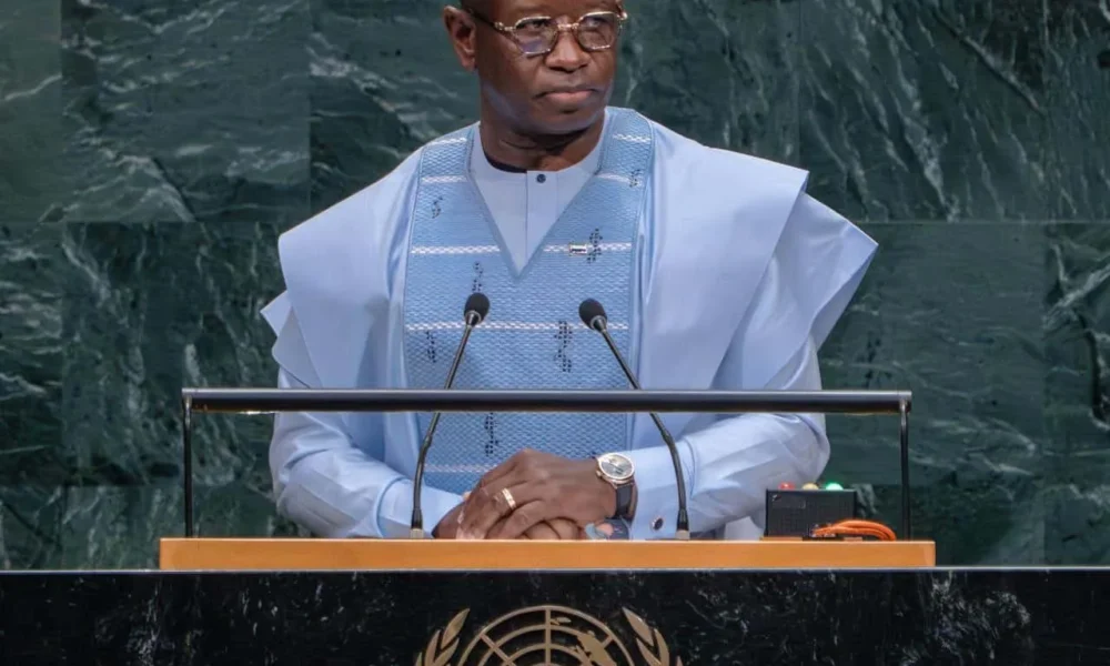 President Julius Maada Bio addressing the United Nations General Assembly in New York
