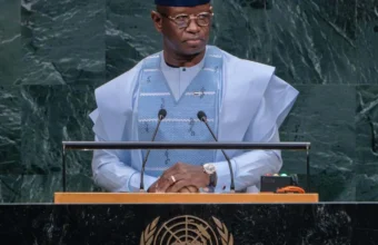 President Julius Maada Bio addressing the United Nations General Assembly in New York