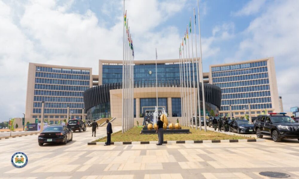 Julius Maada Bio at the commissioning ceremony for the new ECOWAS headquarters in Abuja