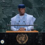 President Julius Maada Bio addressing the United Nations General Assembly in New York