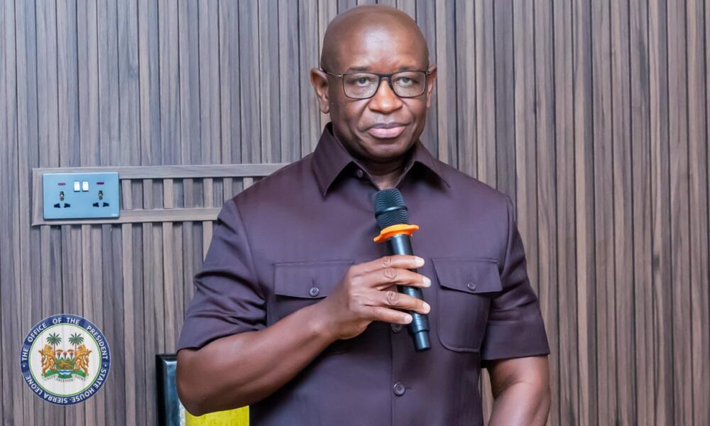 President Julius Maada Bio receiving recognition from Sierra Leone’s Cabinet at State House in Freetown