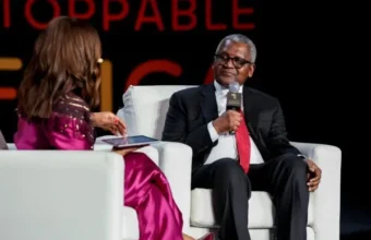Aliko Dangote speaking during discussions on African industrialisation and investment at Unstoppable Africa 2026 in New York