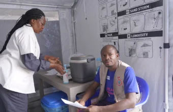 Health workers receive Ebola vaccinations in Bunia, Democratic Republic of the Congo