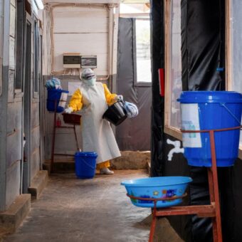 Health workers responding to the Ebola outbreak in the Democratic Republic of the Congo