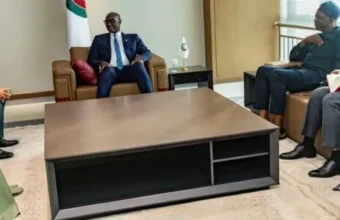 General Birame Diop and Ambassador Marc Fonbaustier during discussions on ECOWAS-France cooperation and regional security