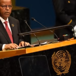 Ethiopian President Taye Atske Selassie addressing the United Nations General Assembly