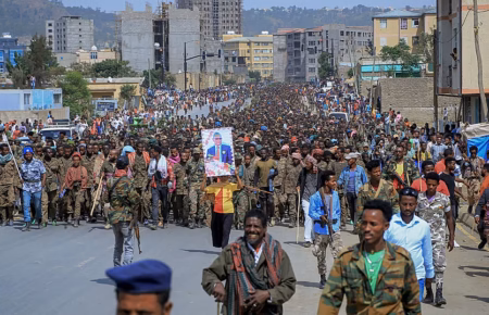 Military personnel and civilians in Abala amid escalating fighting in northern Ethiopia