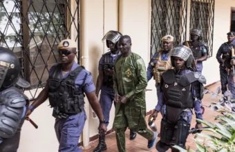 Sanna Manjang appears before a military court in Banjul in a desertion case
