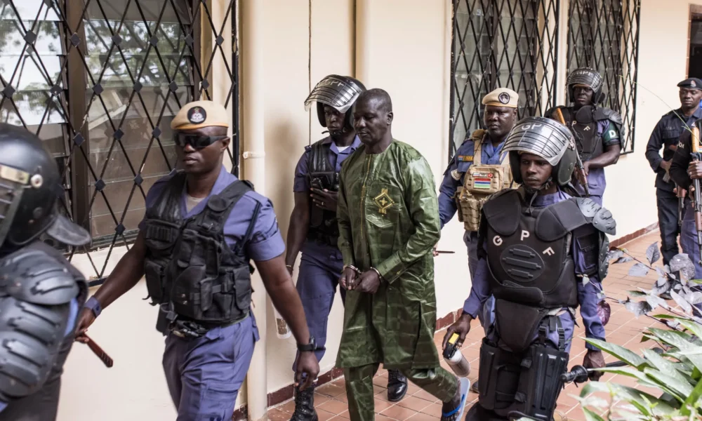 Sanna Manjang appears before a military court in Banjul, The Gambia