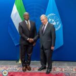Sierra Leone President Julius Maada Bio and UN Secretary-General António Guterres during a bilateral meeting at UN Headquarters in New York