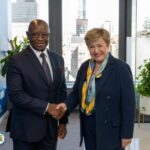 Kristalina Georgieva and President Julius Maada Bio at a bilateral meeting in New York