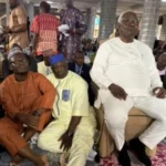 Former President Ernest Bai Koroma attends Friday prayers at Makeni Central Mosque