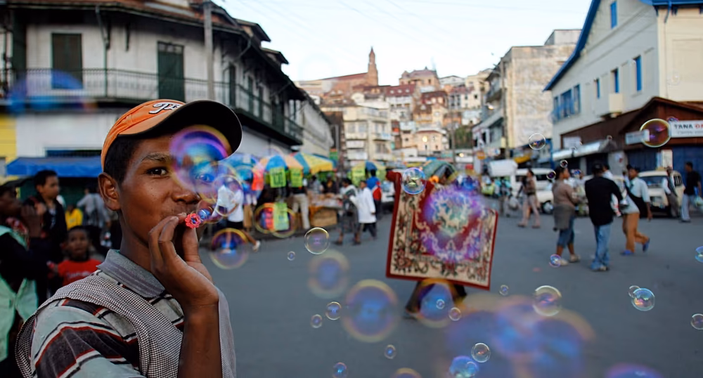 Travellers arriving in Antananarivo, Madagascar