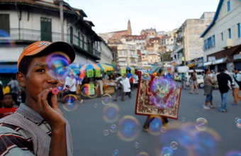 Travellers arriving in Antananarivo, Madagascar