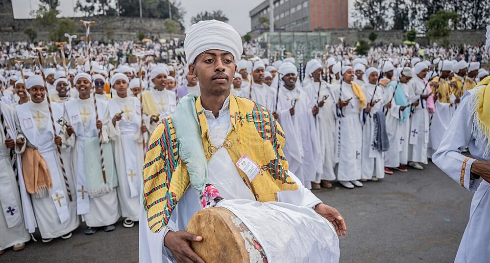 Ethiopian Orthodox Christians gather at Meskel Square in Addis Ababa for prayers and the Demera bonfire