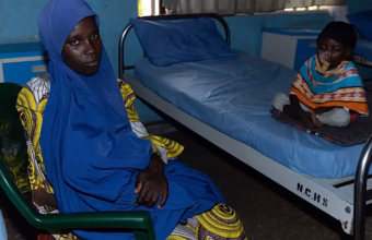 Child receiving treatment for noma at a specialist hospital in Sokoto, Nigeria