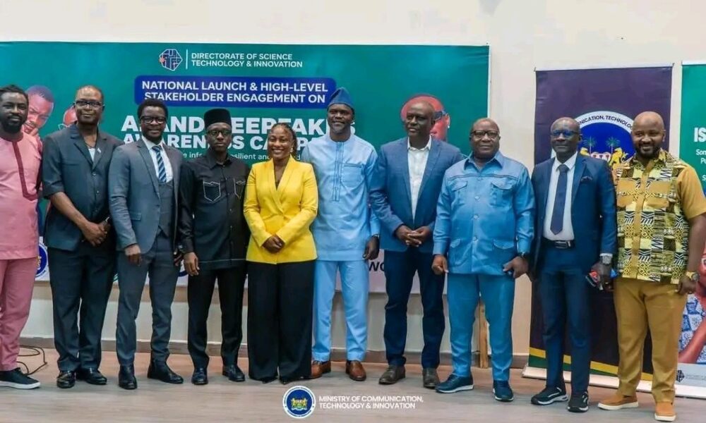 Officials and stakeholders at the launch of Sierra Leone's AI and Deepfake Awareness Campaign in Freetown