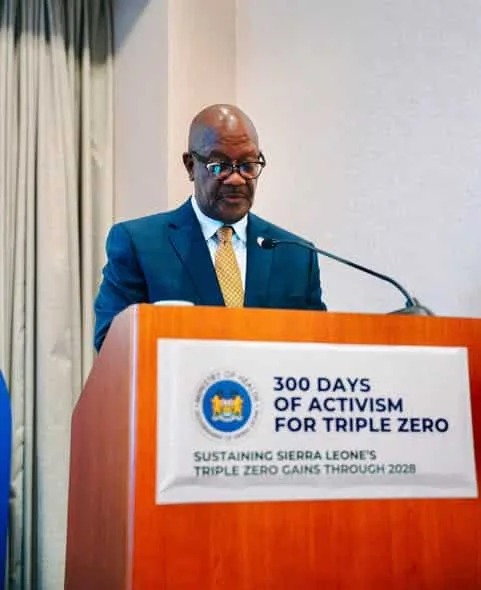 Sierra Leone Health Minister Dr. Austin Demby speaking about the Triple Zero Campaign