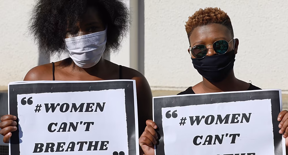 Women runners taking part in a solidarity run in South Africa