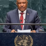 Sudanese Army Chief Gen. Abdel-Fattah Burhan and a United Nations General Assembly setting