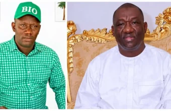 Alhaji Musa Tarawally and SLPP National Chairman Jimmy Batilo Songa in a party membership dispute