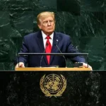 US President Donald J. Trump addressing the United Nations General Assembly
