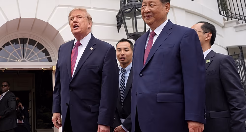 Donald Trump and Xi Jinping during talks at the White House in Washington