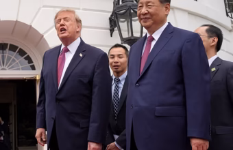 Donald Trump and Xi Jinping during talks at the White House in Washington