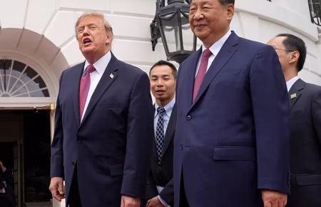Donald Trump and Xi Jinping during talks at the White House in Washington