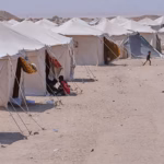 Yemeni refugees arriving in Djibouti after crossing the Red Sea