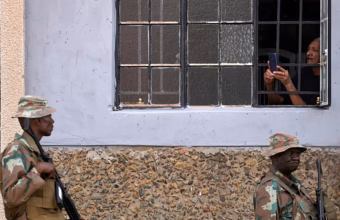 Police and soldiers deployed after a deadly shooting in Wedela, South Africa
