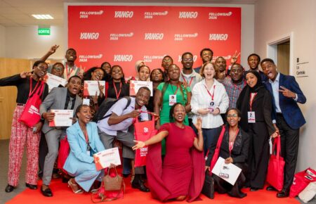 Technology fellows presenting products at Yango’s Pan-African Fellowship Pitch Day in Abidjan