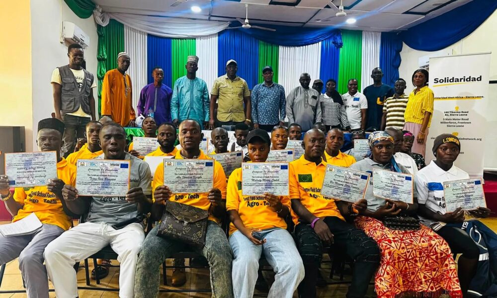 Smallholder farmers certified as Farmer Field School Facilitators for cashew production in Sierra Leone