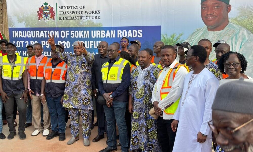 Officials and community representatives at the inauguration of an urban roads project in The Gambia