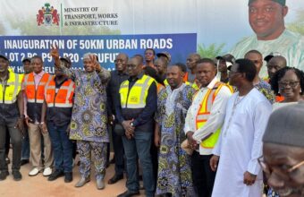 Officials and community representatives at the inauguration of an urban roads project in The Gambia