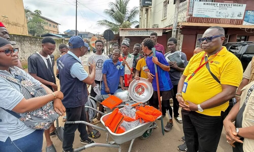 Community cleaning and drainage clearing exercise in the Western Area