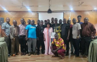 Congo/Pawpaw community representatives and supporters at a press conference in Freetown