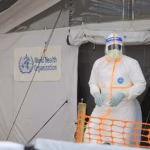 Health workers and trial participants involved in an Ebola post-exposure drug study in eastern Congo