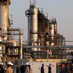 Aramco oil refinery in Riyadh following a reported fire