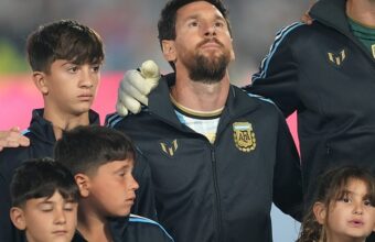 Lionel Messi during his final appearance for Argentina against Benin at the Estadio Monumental in Buenos Aires