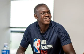 Young basketball players training at an academy in Africa