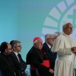 Pope Leo XIV speaking at an interfaith meeting in Metz during his visit to France