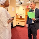 Hawa Sally Samai representing Sierra Leone at a UNGA81 peacebuilding side event in New York