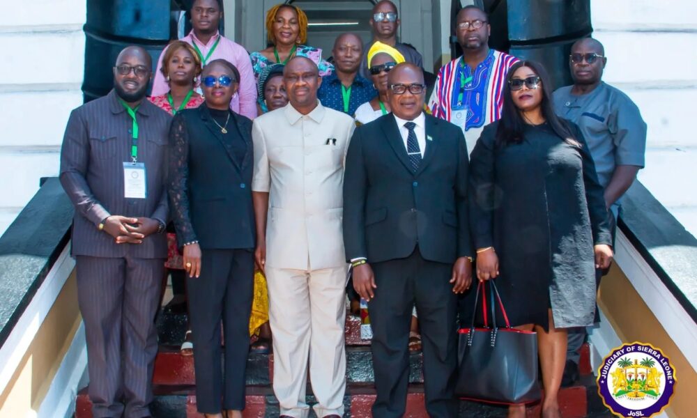Sierra Leone judicial officials receive a Liberian delegation at the Chief Justice’s Chambers in Freetown