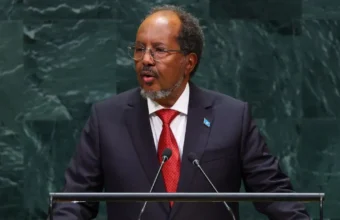 Somali President Hassan Sheikh Mohamud speaking during an interview